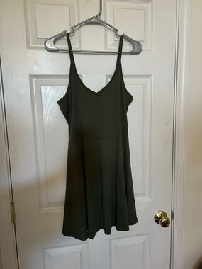 Rue21 Olive Ribbed V-Neck Mini Dress